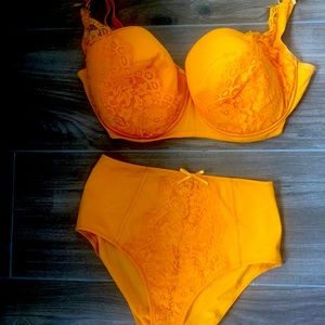 Playful Promises x Gabi Fresh Aspen Mustard Yellow Bra & Panty Set UK36G/16 NEW